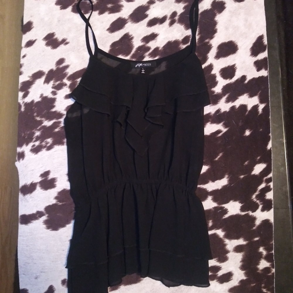 Women's Black Spaghetti Strap Tank Top